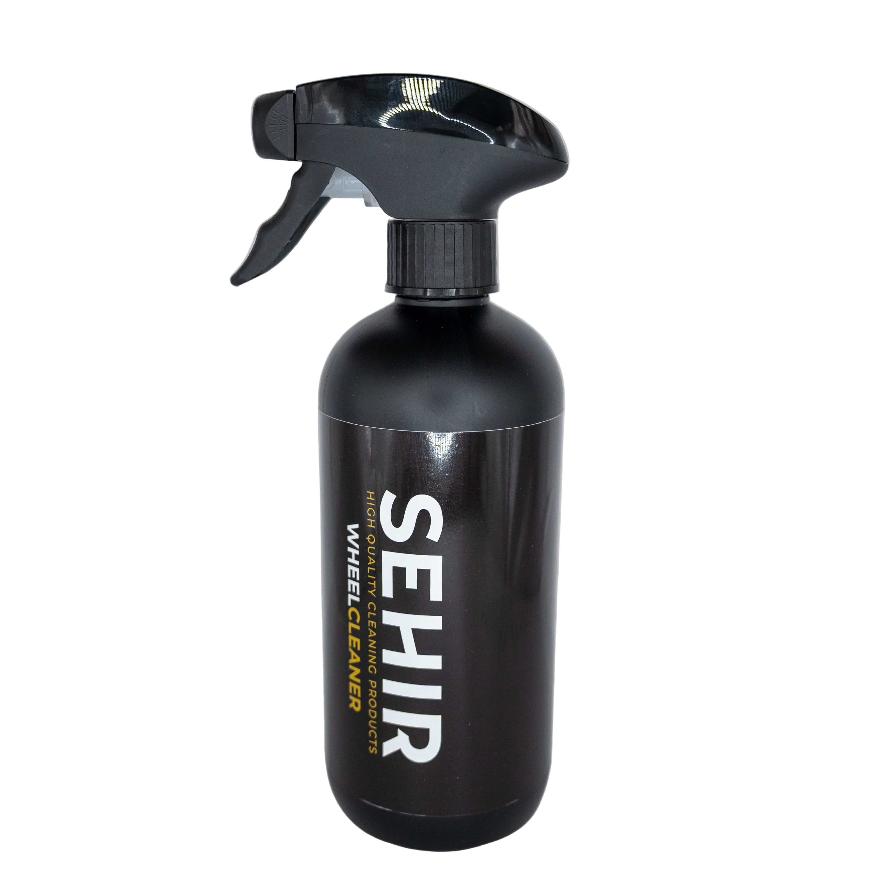 Black spray bottle with 'SEHIR' branding on a gray background