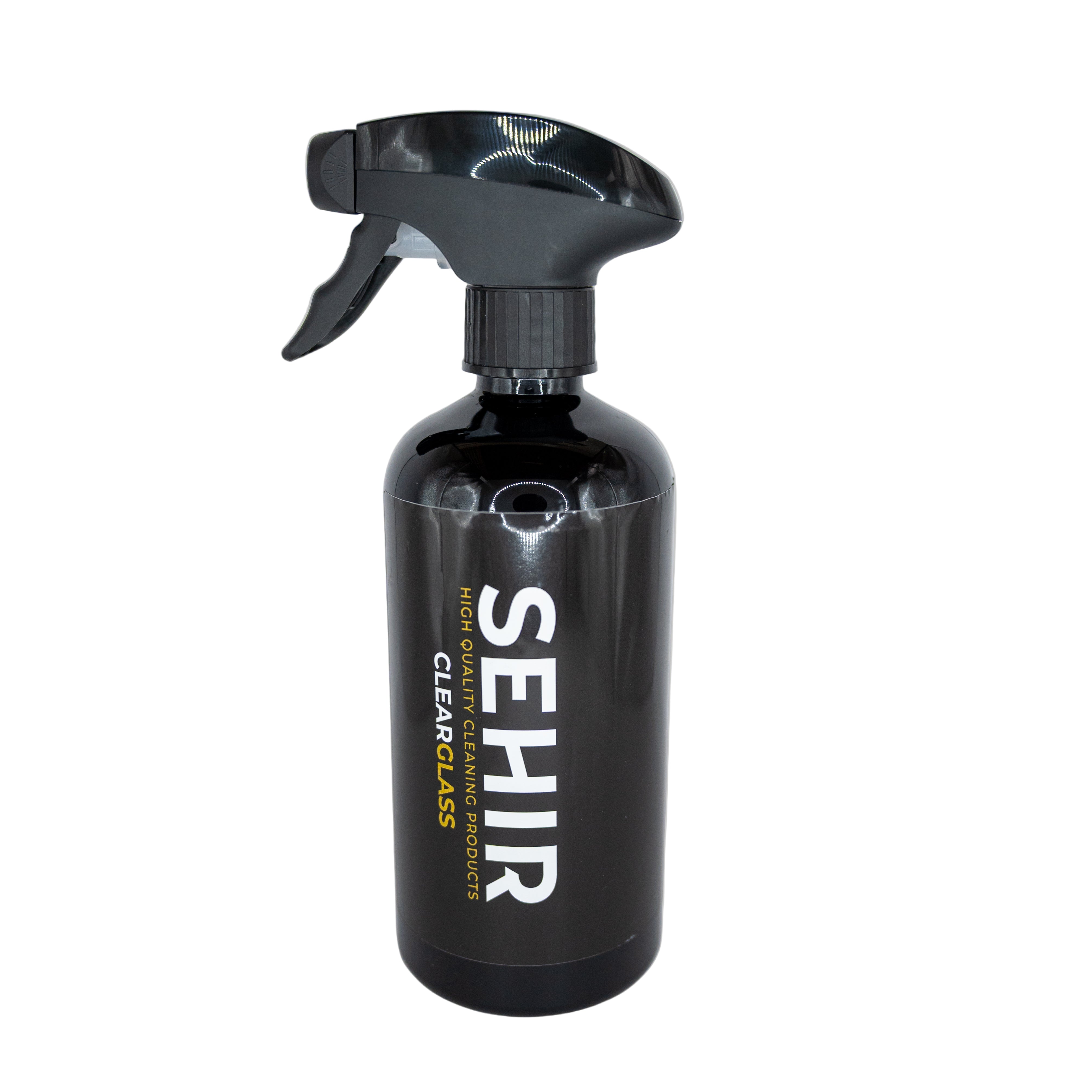 Black spray bottle with 'SEHIR' branding on a gray background