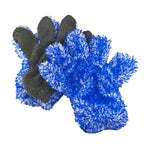 Blue and black textured Wash Glove on a white background